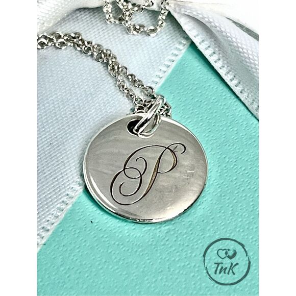 Tiffany & Co. Jewelry - Tiffany Round Tag “P” Initial Necklace